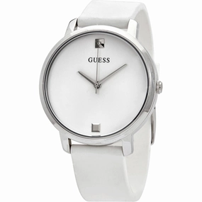 Guess Women's Watch - Nova Quartz SS Case Silver Dial White Rubber Strap | W1210L1