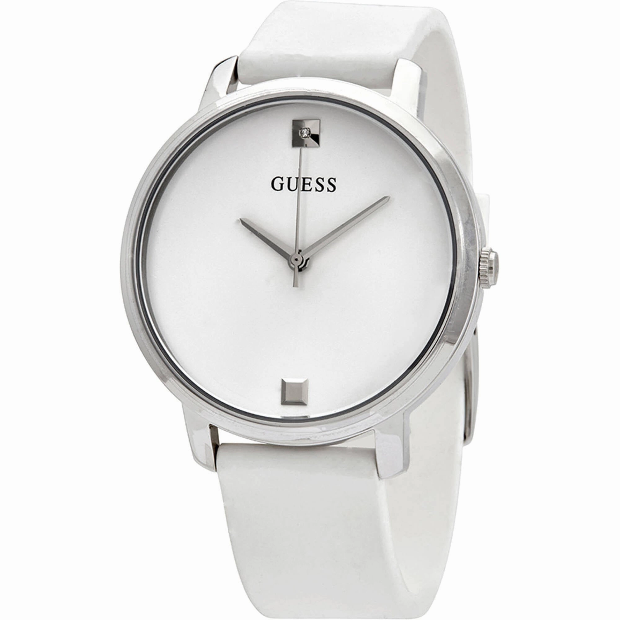 Guess Women's Watch - Nova Quartz SS Case Silver Dial White Rubber Strap | W1210L1