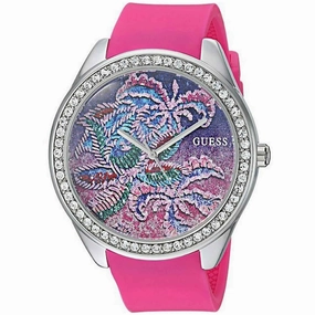 Guess Women's Watch - Tropical Pink Quartz Silicone Rubber Strap Crystal | U0960L1