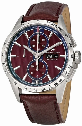 Hamilton Broadway Automatic Chronograph Day of Week Date Burgundy Mens Strap Watch H43516871