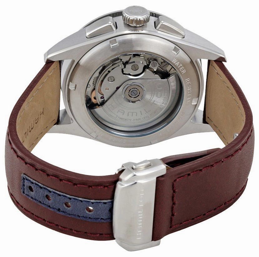 Hamilton Broadway Automatic Chronograph Day of Week Date Burgundy Mens Strap Watch H43516871