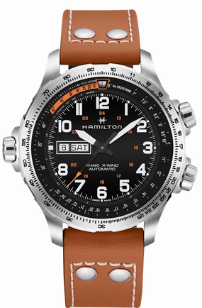 HAMILTON: KHAKI AVIATION X-WIND DAY DATE AUTO H77755533