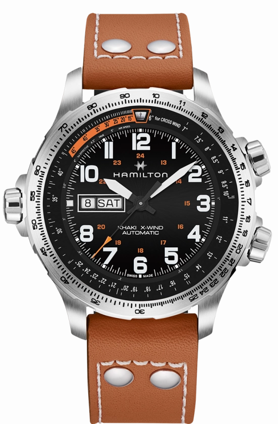 HAMILTON: KHAKI AVIATION X-WIND DAY DATE AUTO H77755533