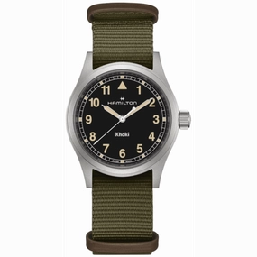 Hamilton Khaki Field Quartz Black Dial Green Fabric Strap Men's Watch H69401930