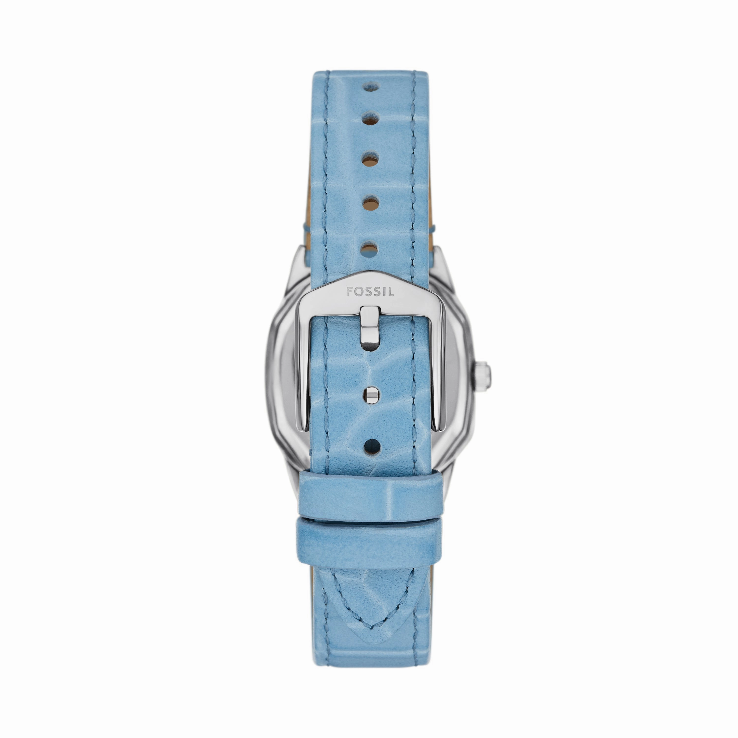 Harlow Three-Hand Light Blue Leather Watch