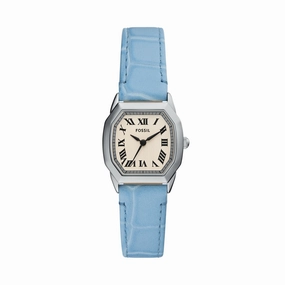 Harlow Three-Hand Light Blue Leather Watch