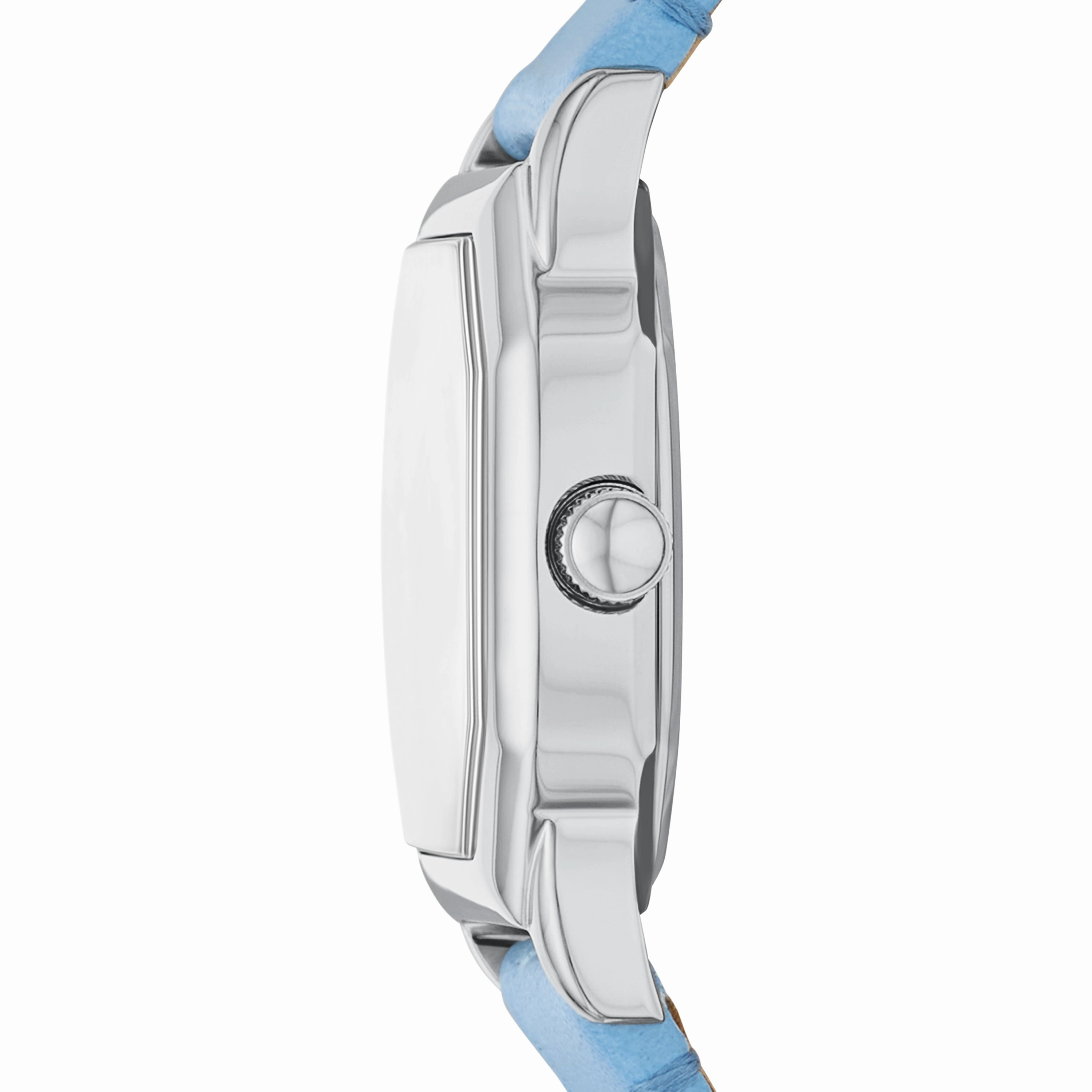 Harlow Three-Hand Light Blue Leather Watch
