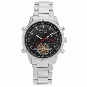 Heritor Automatic Wilhelm Semi-Skeleton Bracelet Watch w/Day/Date - Silver/Black