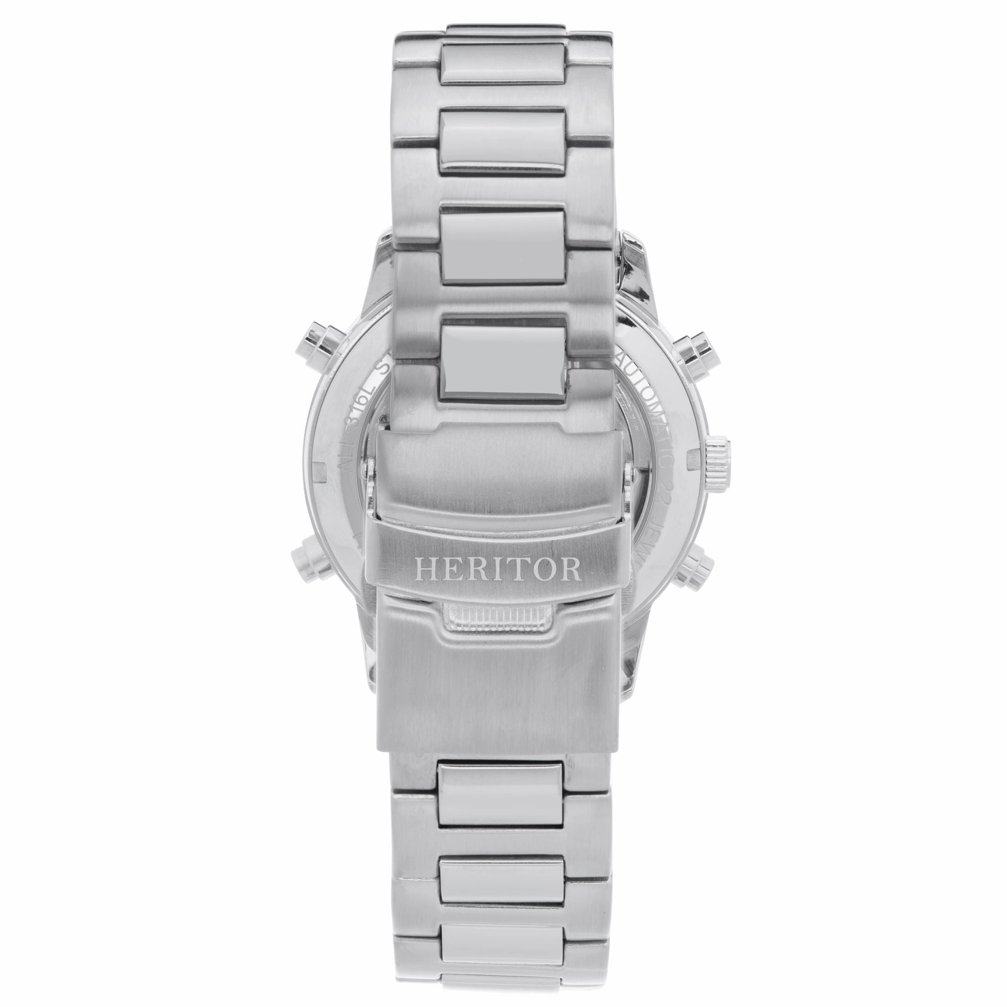 Heritor Automatic Wilhelm Semi-Skeleton Bracelet Watch w/Day/Date - Silver/Black