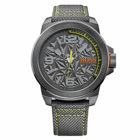 Hugo Boss Men's Strap Watch - Orange Quartz Grey Dial Textile & Leather | 1513344