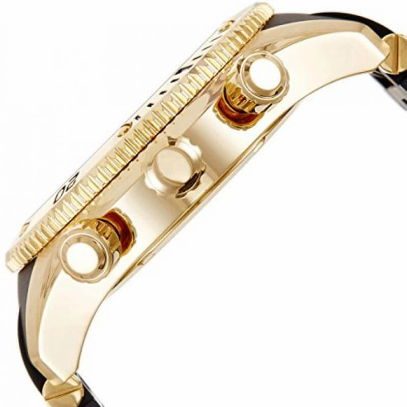 Invicta 0140 Men's Spider Collection Gold Tone Black Dial Rubber Strap Chronograph Watch