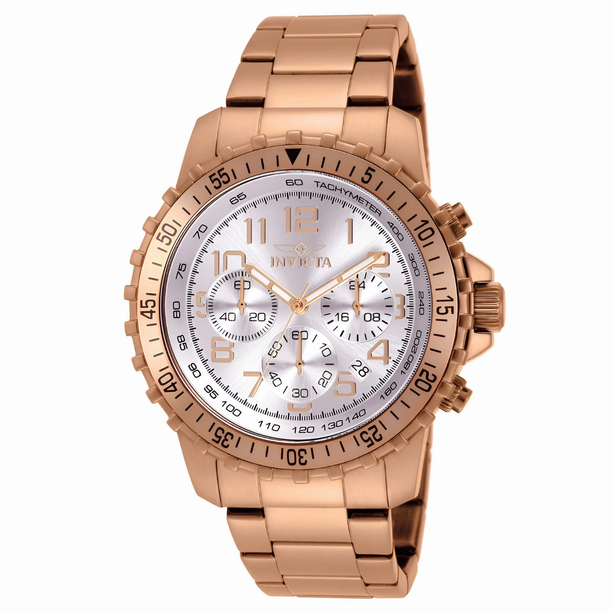 Invicta 11368 Men's Specialty Pilot Silver Dial Rose Gold Plated Stainless Steel Chronograph Watch