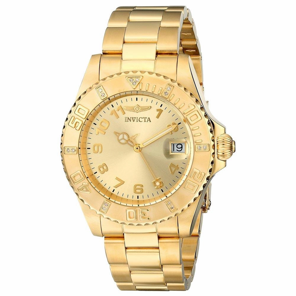 Invicta 15249 Women's Pro Diver Gold Tone Dial Yellow Gold Steel Dive Watch