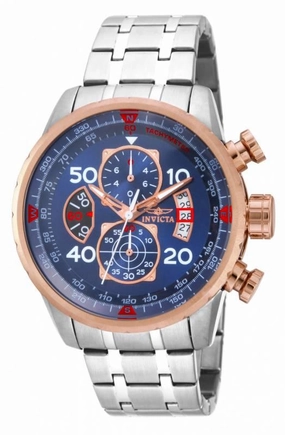 Invicta 17203 Men's Aviator Blue Dial Stainless Steel Bracelet Chronograph Watch