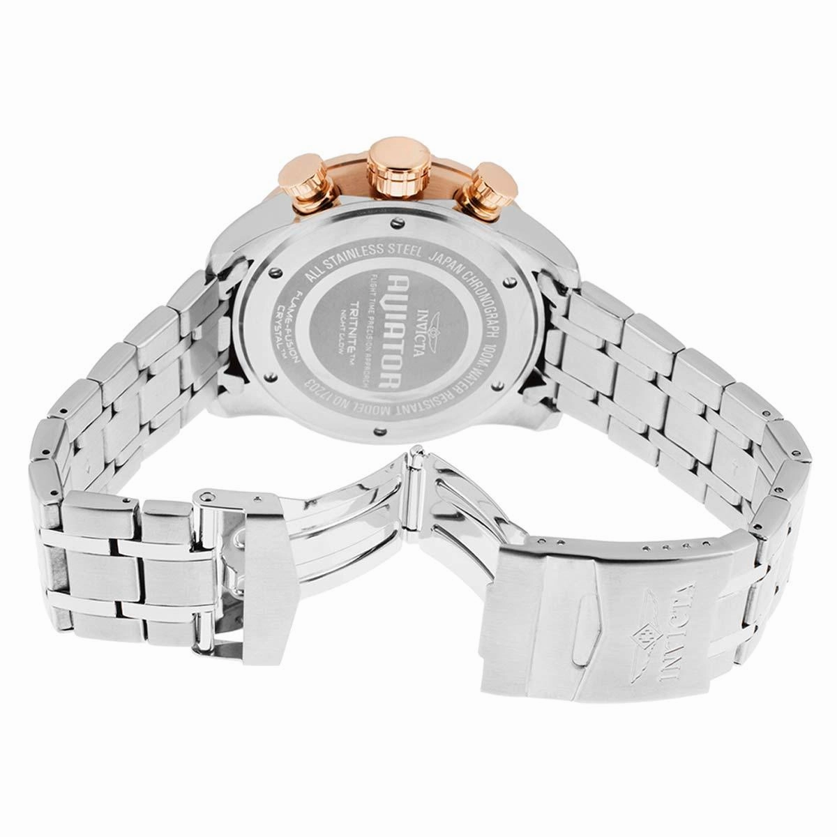 Invicta 17203 Men's Aviator Blue Dial Stainless Steel Bracelet Chronograph Watch