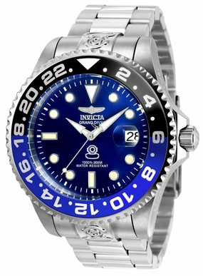 Invicta 21865 Men's Grand Diver Blue Dial Stainless Steel Bracelet Automatic Dive Watch
