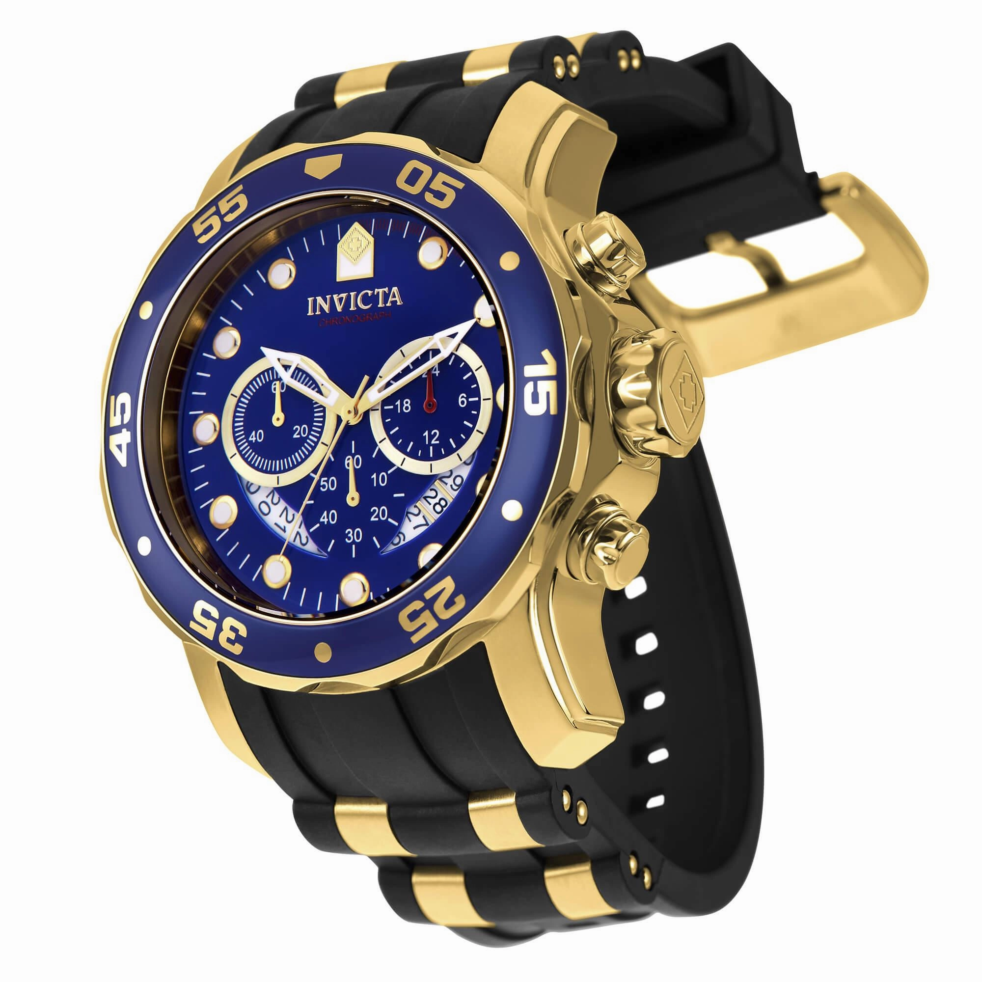 Invicta 6983 Men's Steel & Polyurethane Band Quartz Pro Diver Chrono Blue Dial Date Watch