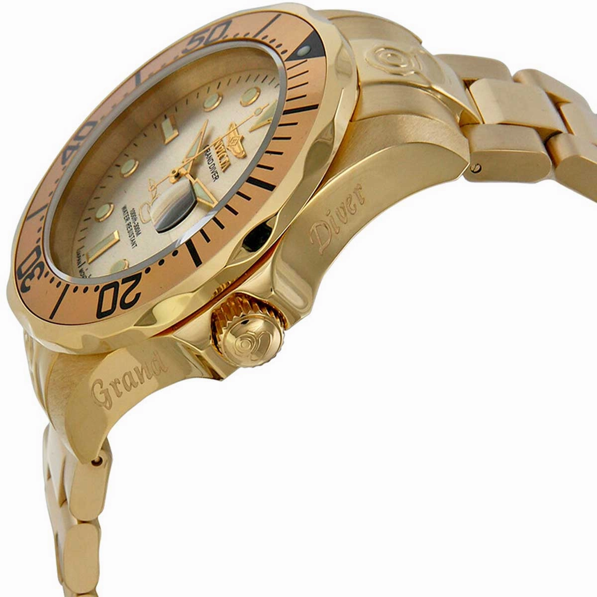 Invicta Men's Automatic Stainless Steel Watch - Grand Diver Gold Tone Dial | 3051