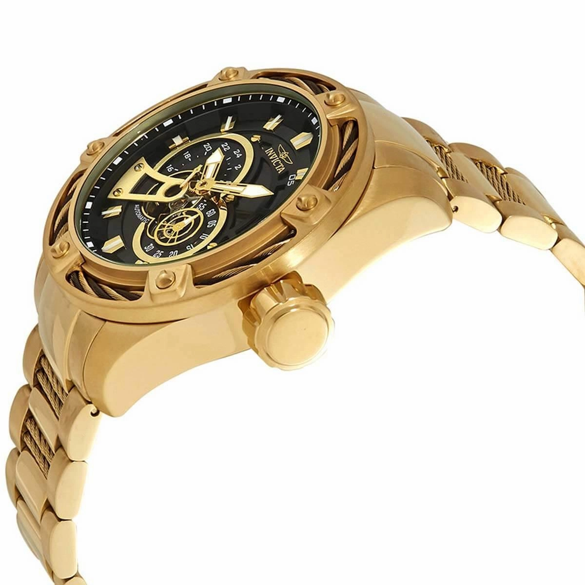 Invicta Men's Automatic Watch - Bolt Black Dial Yellow Gold Bracelet | 26775