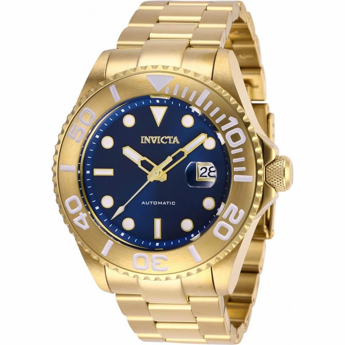 Invicta Men's Automatic Watch - Pro Diver Blue Dial Yellow Gold Bracelet | 27307