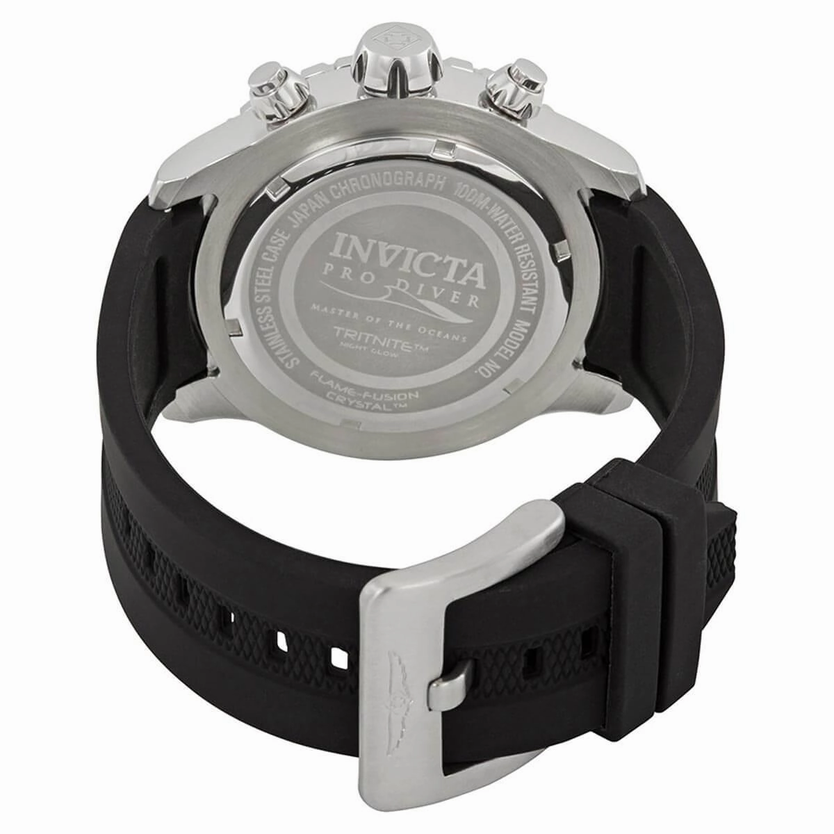 Invicta Men's Chrono Watch - Pro Diver Silver Tone Case Black Rubber Strap | 20449