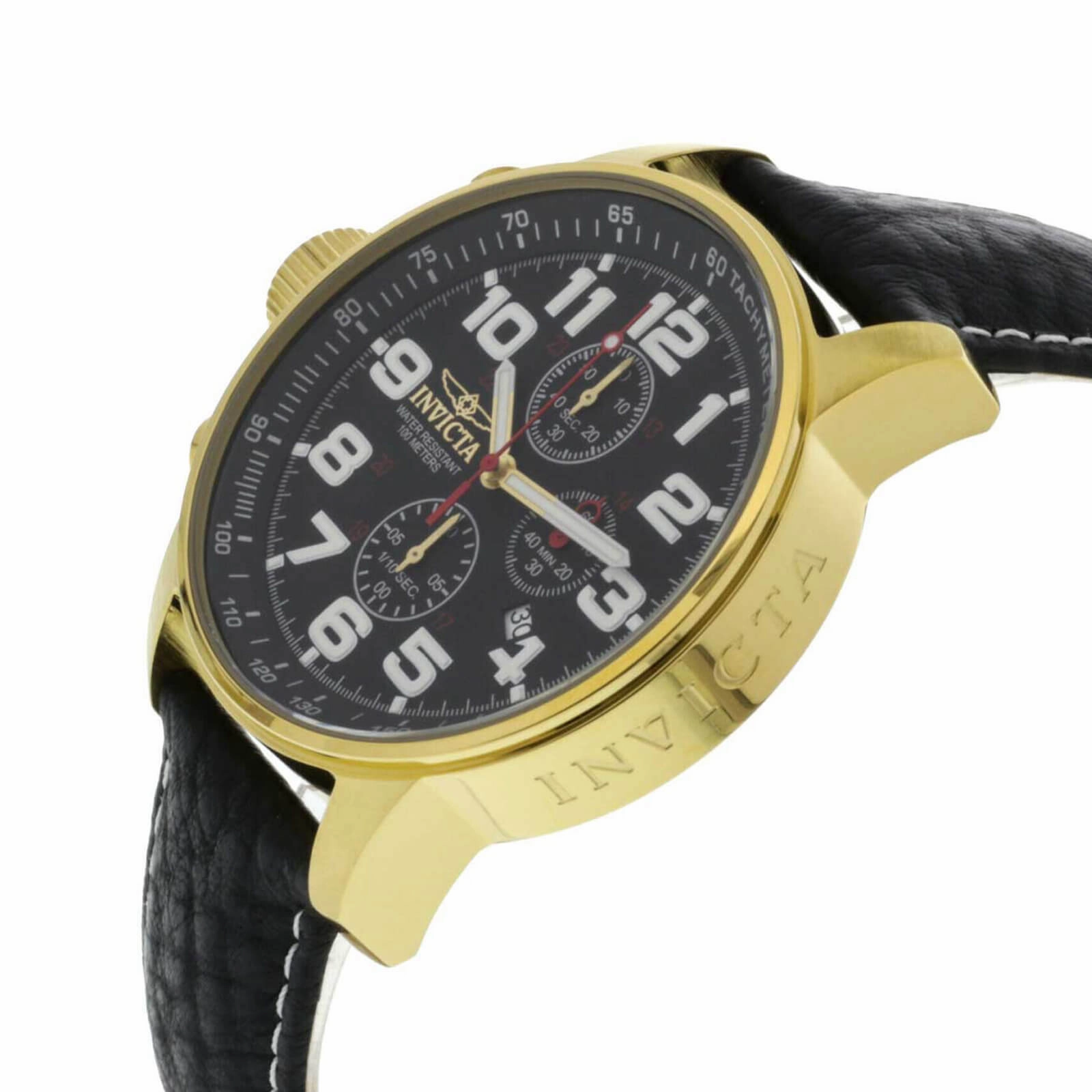 Invicta Men's Chronograph Leather Strap Watch - I-Force Lefty Black Dial | 3330