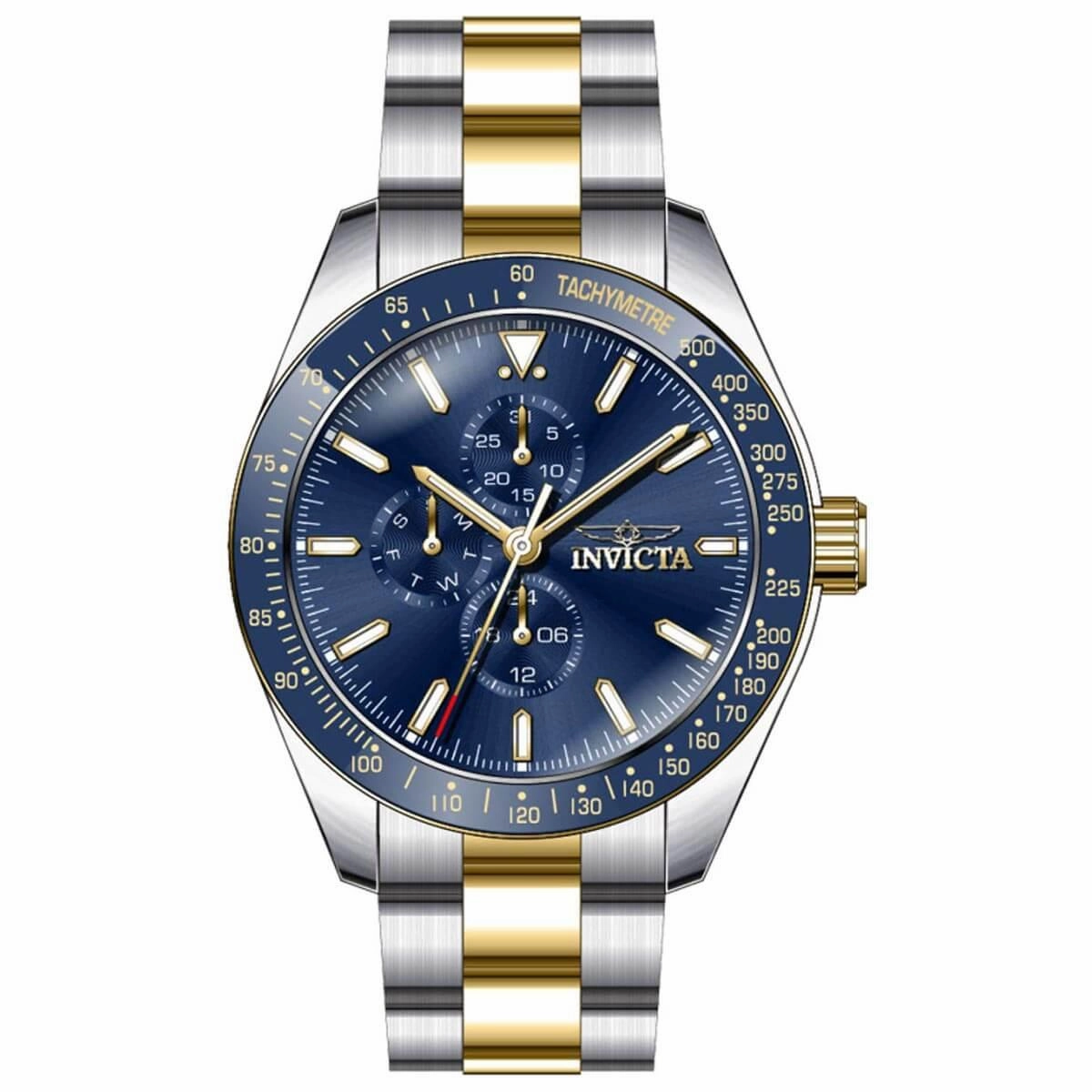 Invicta Men's Chronograph Watch - Aviator Blue Bezel Two Tone Bracelet | 39076
