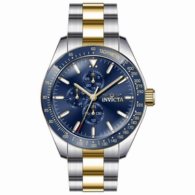 Invicta Men's Chronograph Watch - Aviator Blue Bezel Two Tone Bracelet | 39076