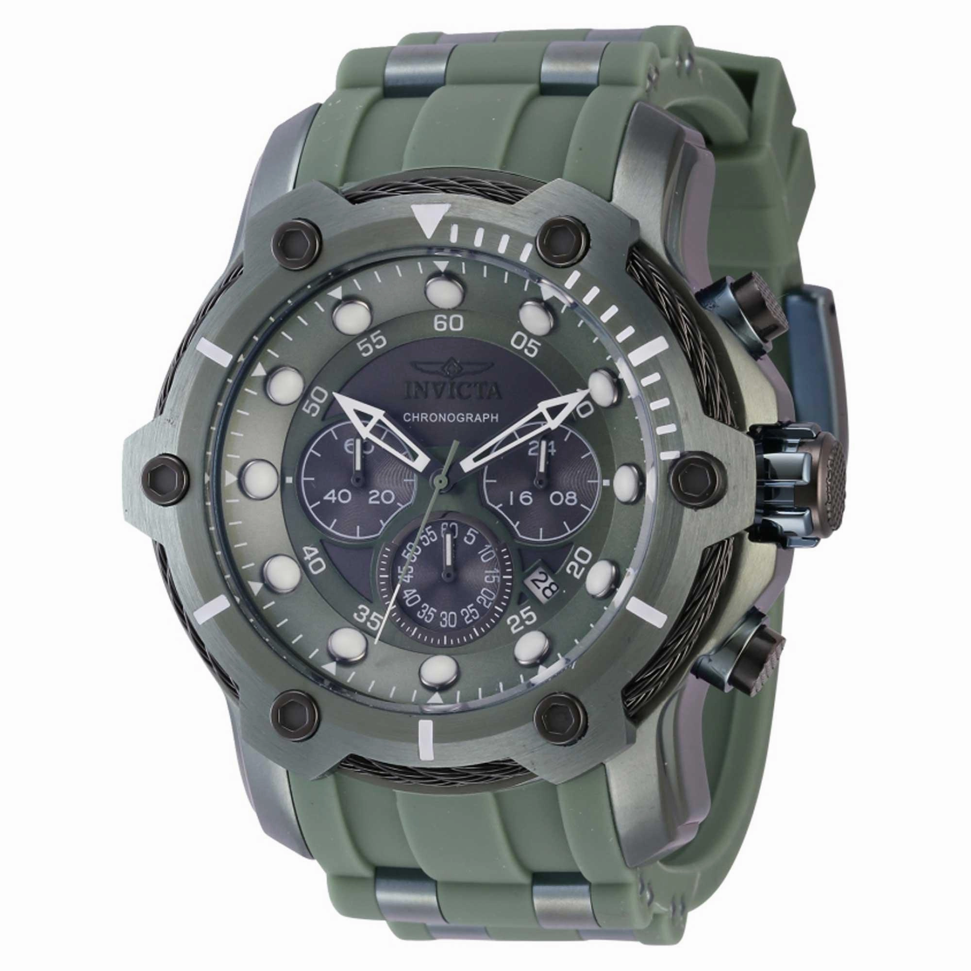 Invicta Men's Chronograph Watch - Bolt Quartz Gunmetal and Green Dial Strap | 40824
