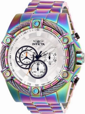 Invicta Men's Chronograph Watch - Bolt Silver & White Dial Iridescent Steel | 25520