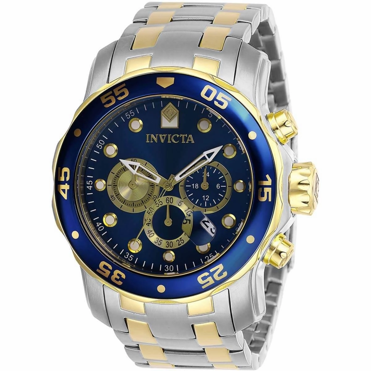Invicta Men's Chronograph Watch - Pro Diver Blue Dial Two Tone Bracelet | 28718