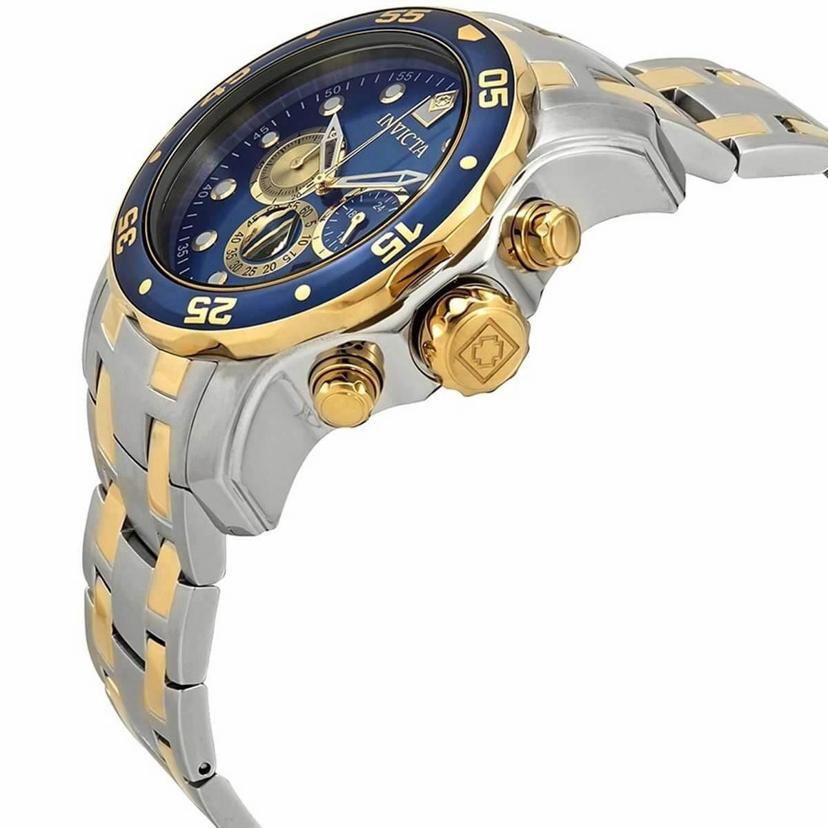 Invicta Men's Chronograph Watch - Pro Diver Blue Dial Two Tone Bracelet | 28718