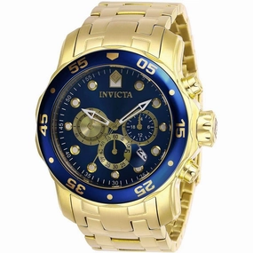 Invicta Men's Chronograph Watch - Pro Diver Blue Dial Yellow Gold Bracelet | 28721