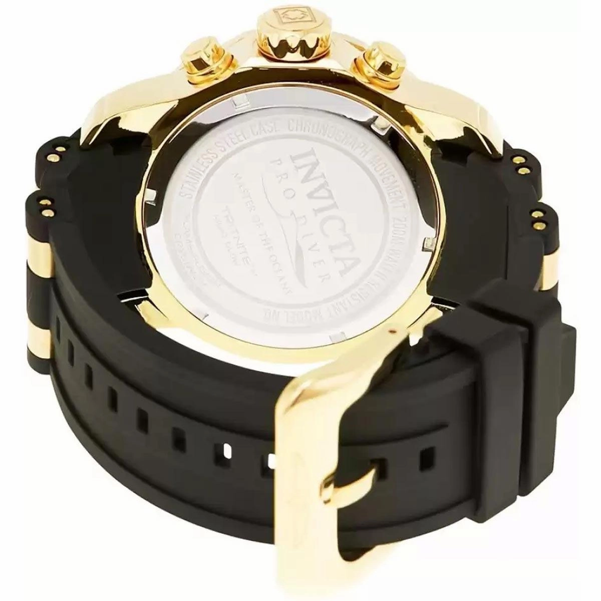 Invicta Men's Chronograph Watch - Pro Diver Steel & Polyurethane Strap Champagne Dial