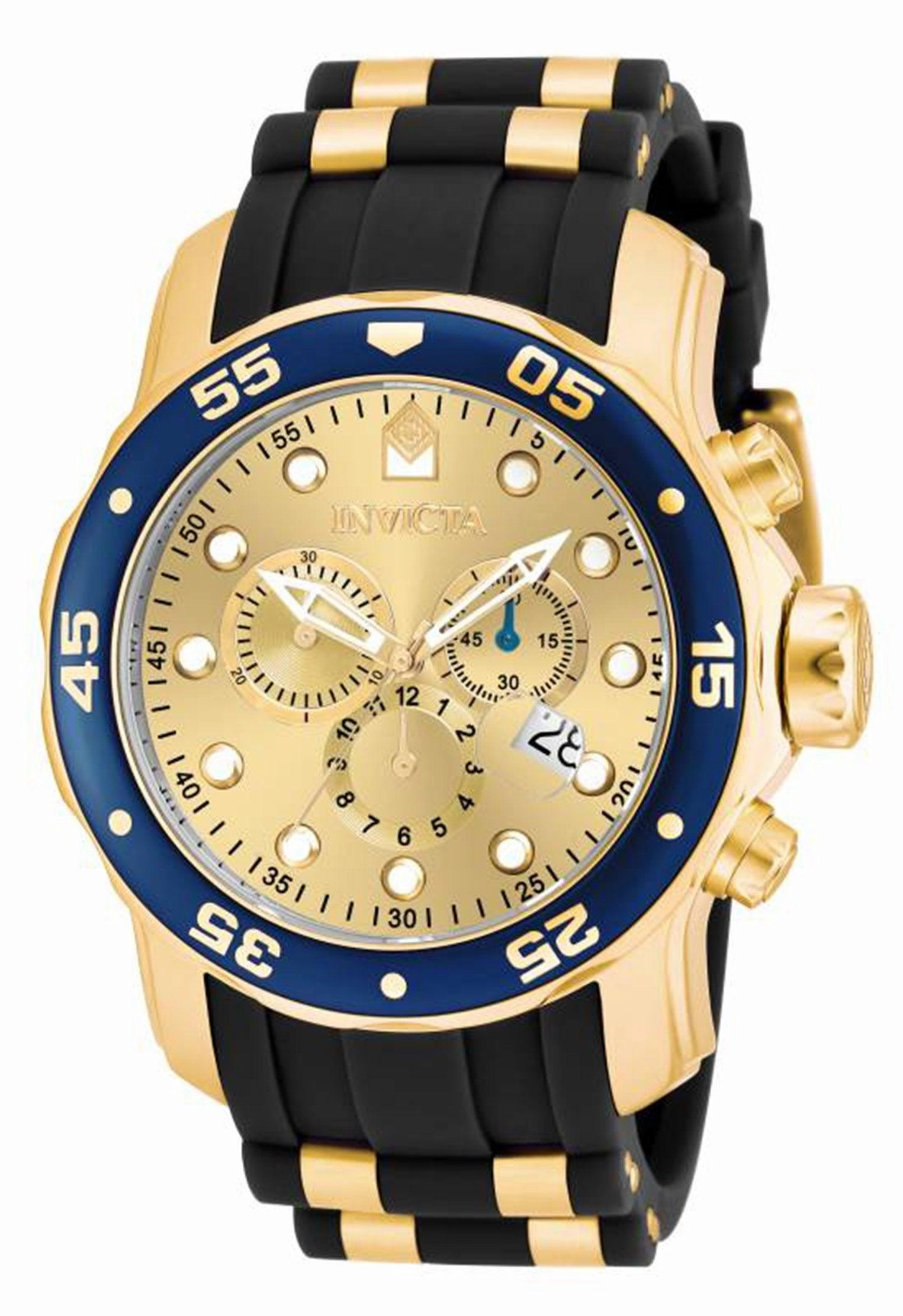 Invicta Men's Chronograph Watch - Pro Diver Steel & Polyurethane Strap Champagne Dial