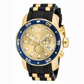 Invicta Men's Chronograph Watch - Pro Diver Steel & Polyurethane Strap Champagne Dial