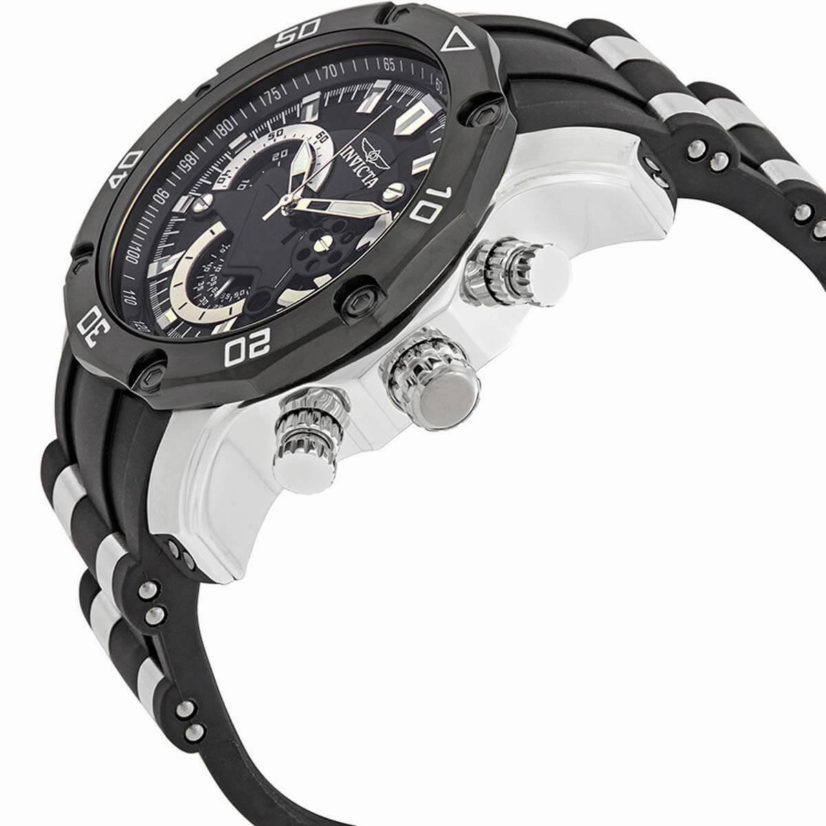 Invicta Men's Chronograph Watch - Pro Diver Steel & Silicone Strap Black Dial | 22797