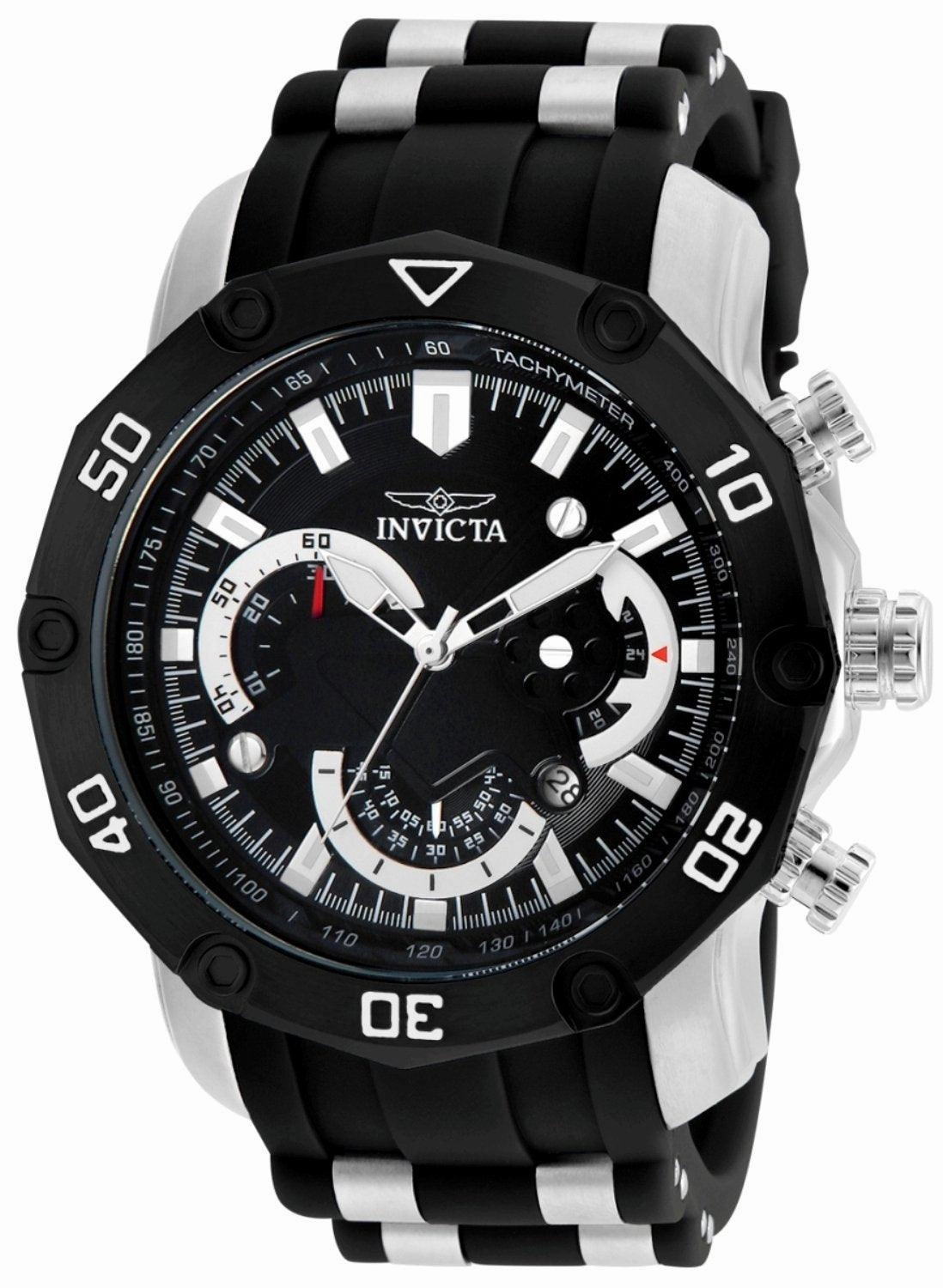 Invicta Men's Chronograph Watch - Pro Diver Steel & Silicone Strap Black Dial | 22797