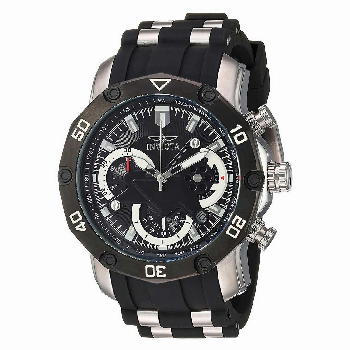 Invicta Men's Chronograph Watch - Pro Diver Steel & Silicone Strap Black Dial | 22797