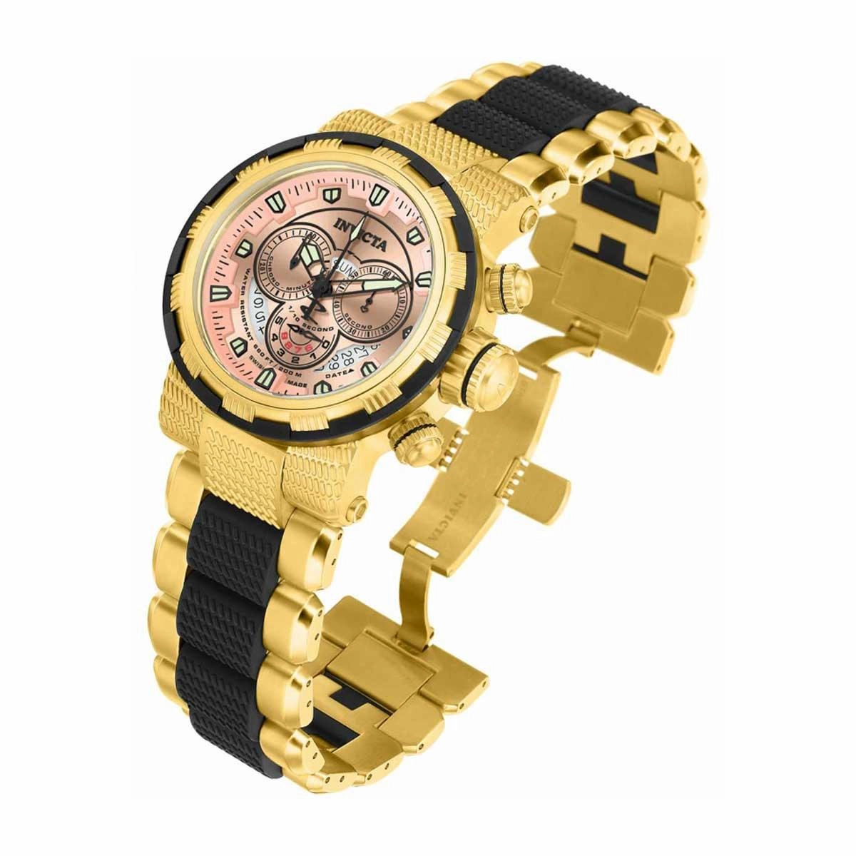 Invicta Men's Chronograph Watch - Reserve Yellow Steel & Black Polyurethane Bracelet