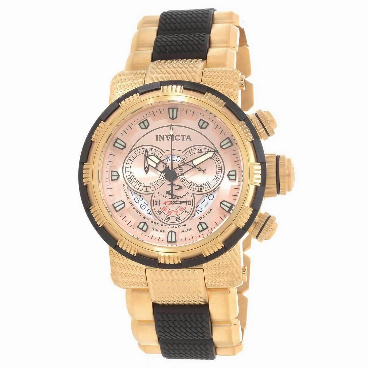 Invicta Men's Chronograph Watch - Reserve Yellow Steel & Black Polyurethane Bracelet