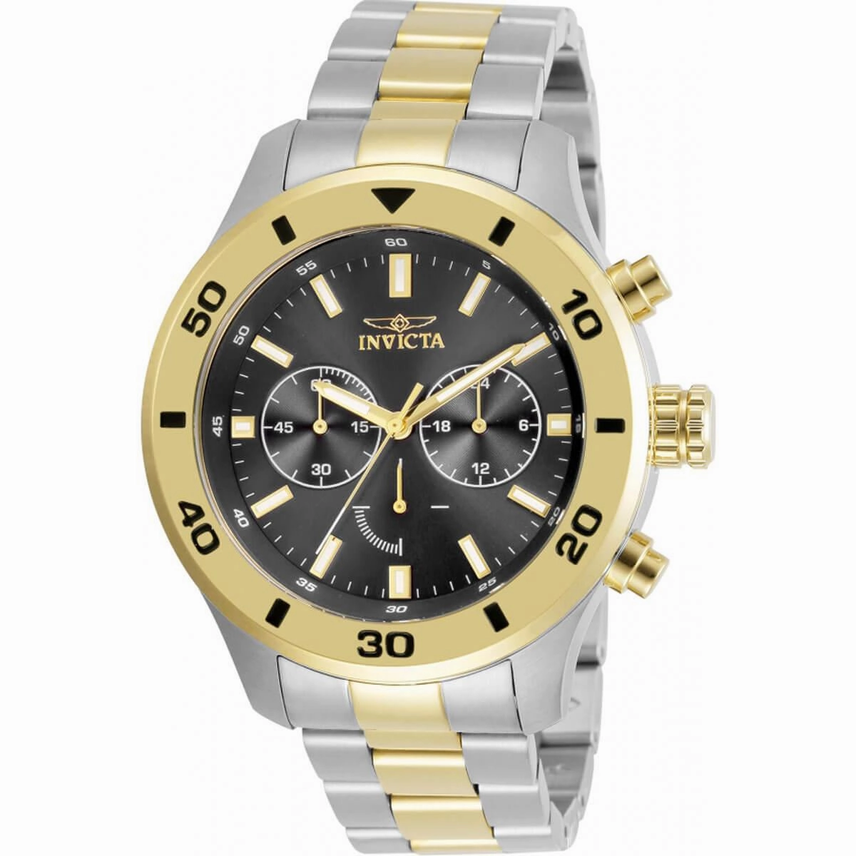 Invicta Men's Chronograph Watch - Specialty Black Dial Two Tone Bracelet | 28889