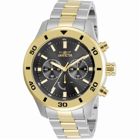 Invicta Men's Chronograph Watch - Specialty Black Dial Two Tone Bracelet | 28889
