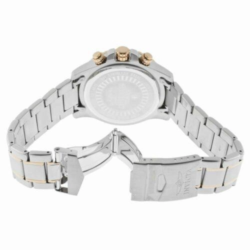 Invicta Men's Chronograph Watch - Specialty Black Dial Two Tone Steel Bracelet