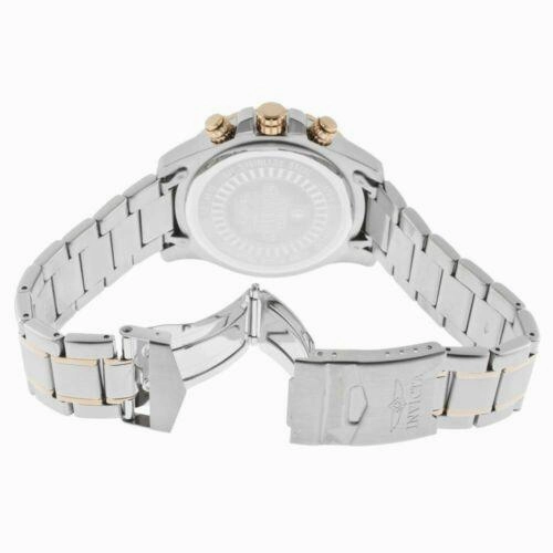 Invicta Men's Chronograph Watch - Specialty Black Dial Two Tone Steel Bracelet