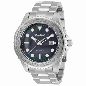 Invicta Men's Diamond Watch - Pro Diver Black MOP Dial Silver Tone Bracelet | 30325