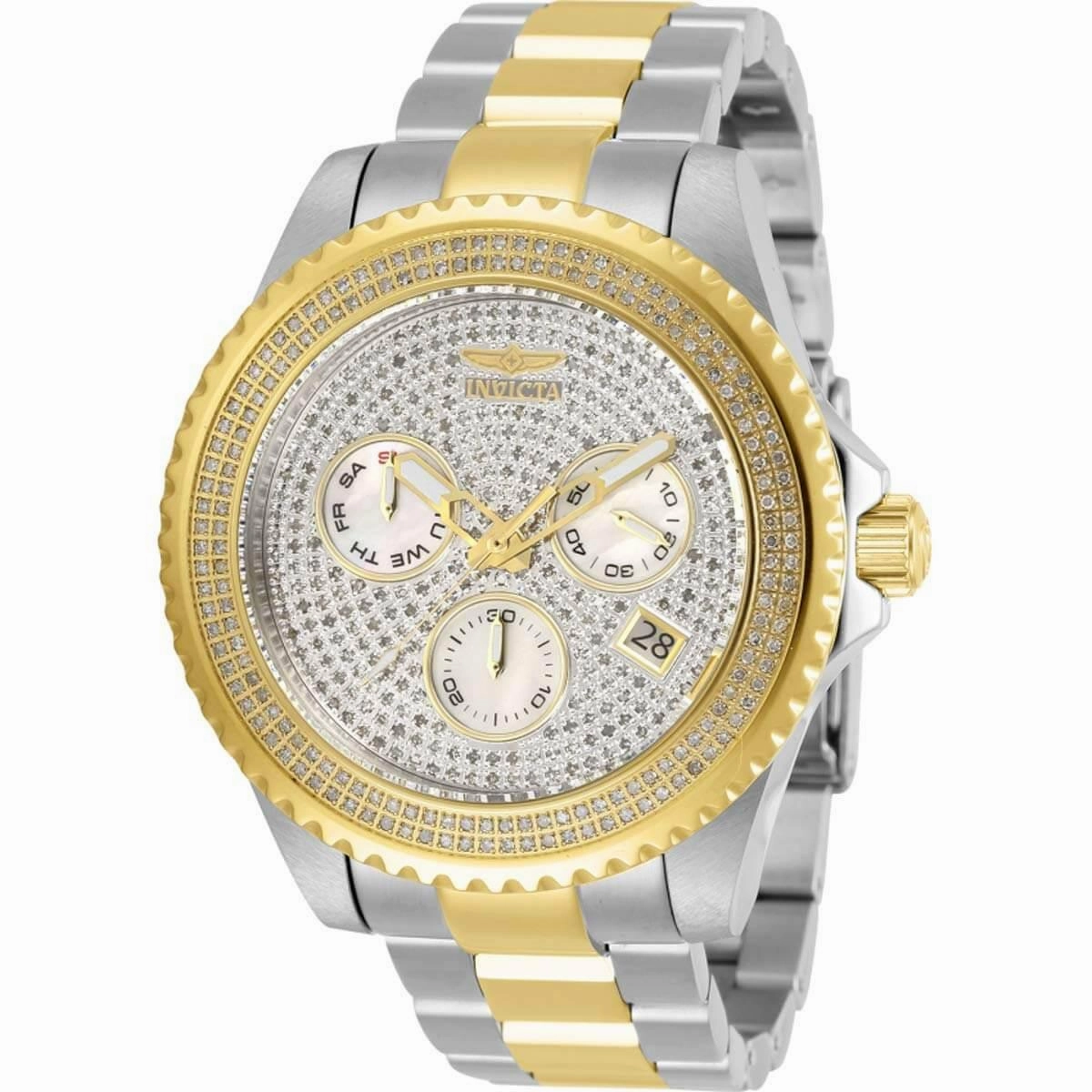 Invicta Men's Diamond Watch - Pro Diver MOP Dial Two Tone Bracelet | 30331