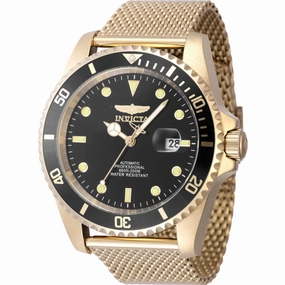 Invicta Men's Dive Watch - Pro Diver Automatic Black Dial Yellow Gold Bracelet | 47966