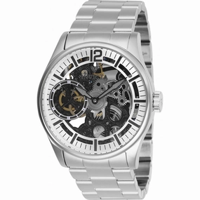 Invicta Men's Mechanical Watch - Vintage Skeletal Dial Silver Tone Bracelet | 27565