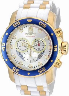 Invicta Men's Pro Diver Chronograph Watch - Blue Bezel Steel & Polyurethane Strap